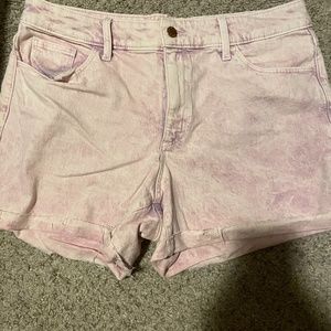 Pink Acid Wash Jean Short